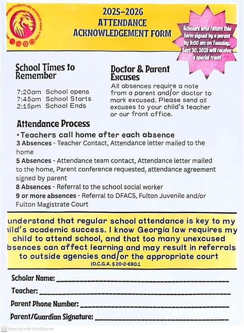 Attendance Acknowledgement Form